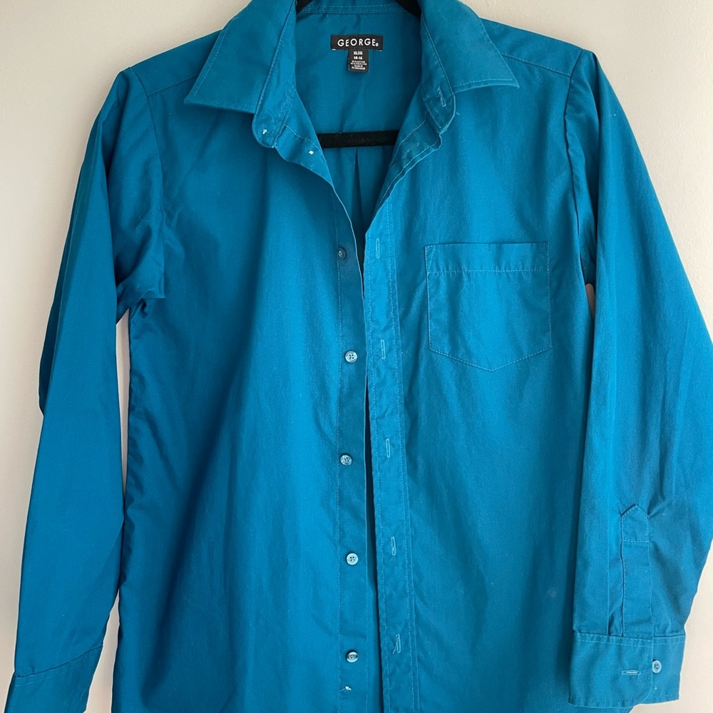 George Boys Blue Classic Button Down Shirt